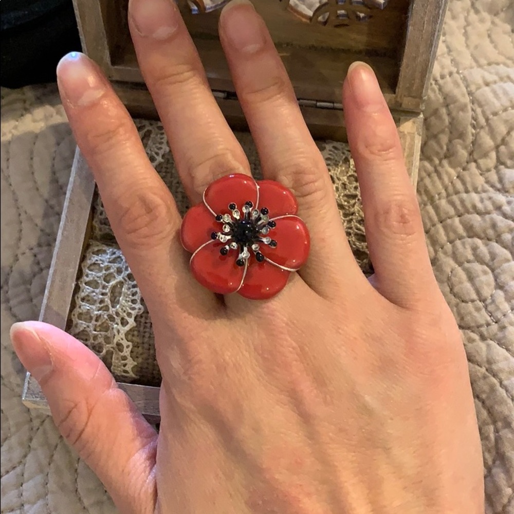 Pink flower ring size 6